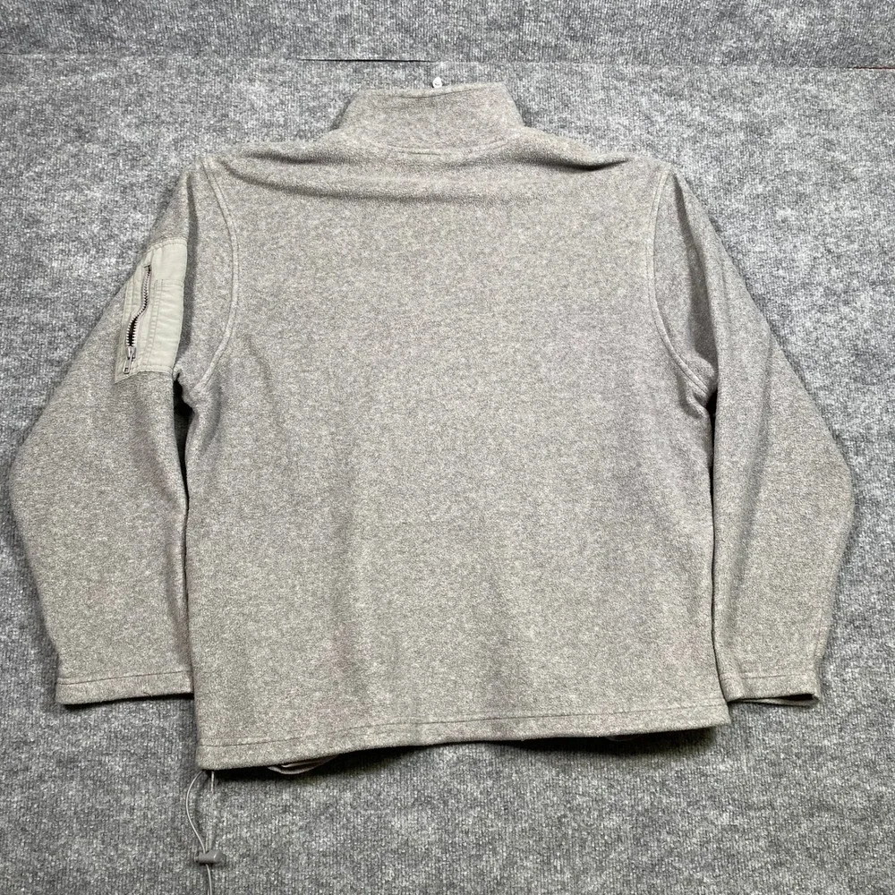 Old Navy‎ Mens Large Quarter Zip Fleece Pullover Heather Grey Logo Sleeve Pocket